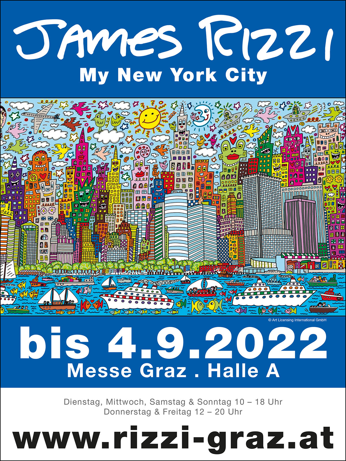 Tableau Magnétique Goebel James Rizzi - "My New York City Sunset" Pop Art 75x25 Cm Neuf